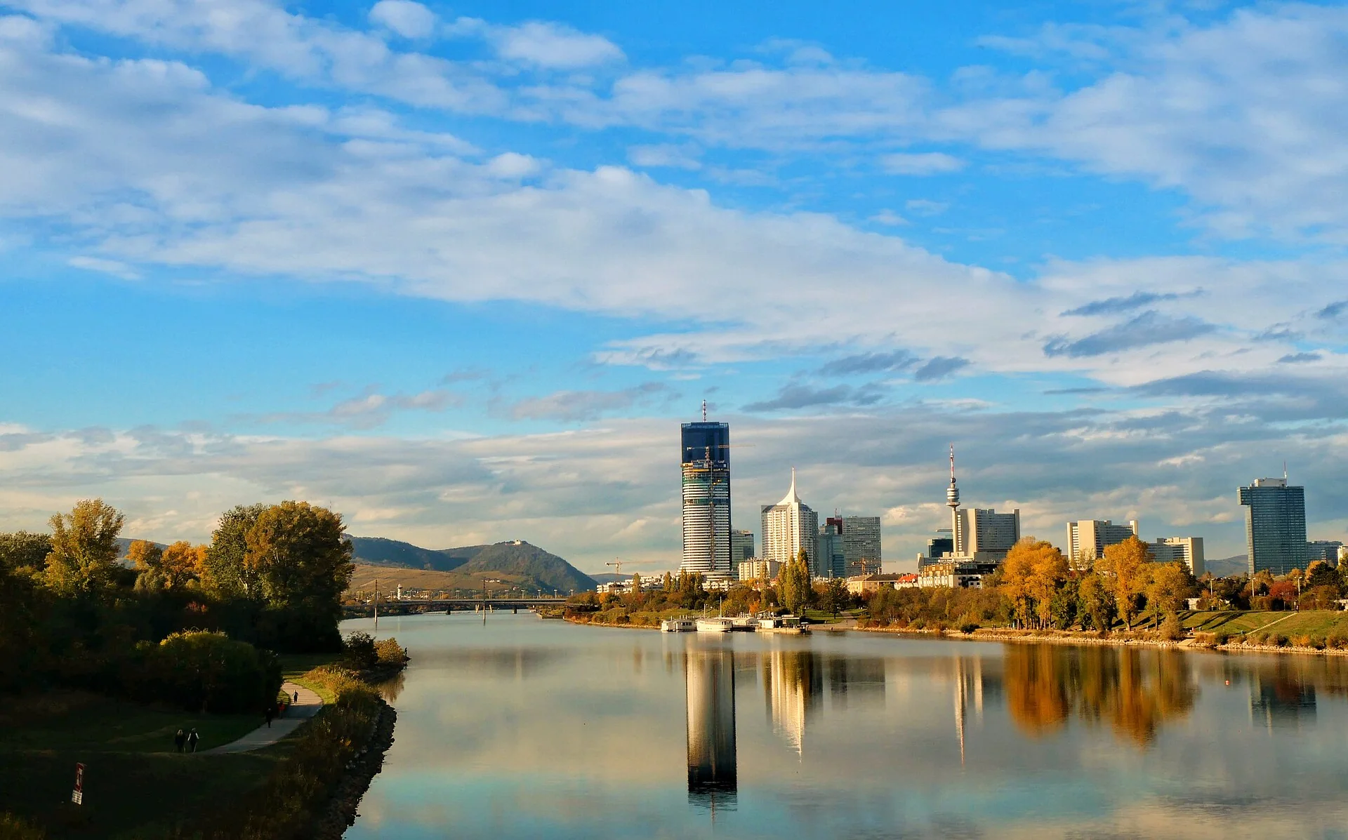 Vienna skyline across the Danube